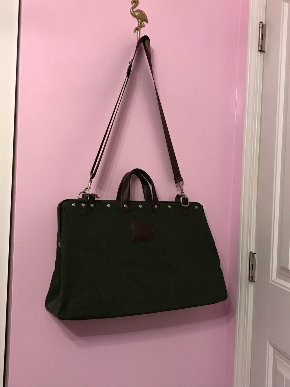 Line of Trade Green and brown Canvas Weekender Duffle Bag